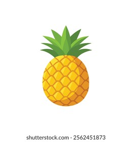 Pineapple fruit isolated flat vector illustration on white background.