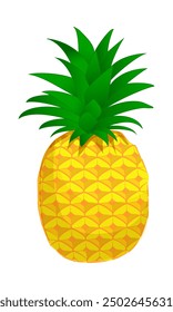 Pineapple fruit isolated on white background. Ananas in cartoon stile