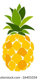Pineapple fruit isolated on a white background. Vector illustration. Hand-drawn illustration, not AI