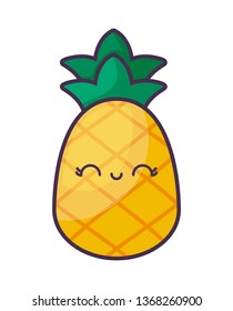 pineapple fruit kawaii character