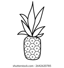 Pineapple fruit line art vector illustration isolated	