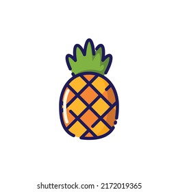 Icono lineal de la fruta de piña Ilustración vectorial - Icono de vacaciones de verano
