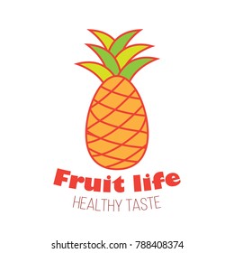 Pineapple fruit logo design template, vector illustration