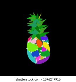 Pineapple fruit logo icon sign symbol Hand drawn Creative cartoon colorful design Modern children's style Fashion print clothes apparel greeting invitation card banner menu poster summer flyer cover
