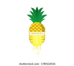 Pineapple fruit logo. Pineapple label between pineapple slice vector design.