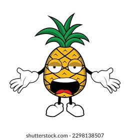 Pineapple Fruit Mascot Cartoon with angry gesture