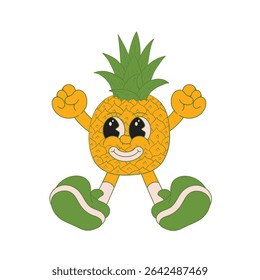 Ananás fruta mascote logotipo personagem desenho animado ilustração
