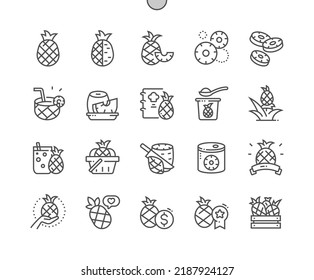 Pineapple fruit. Nature organic food nutrition. Buy pineapple. Menu for cafe. Pixel Perfect Vector Thin Line Icons. Simple Minimal Pictogram