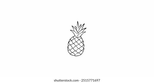 pineapple fruit outline design for kids printable coloring book