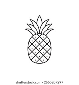 Icono de Vector de contorno de fruta de piña sobre fondo blanco 