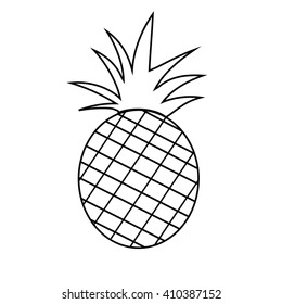 Pineapple fruit outline version for coloring book  vector illustration isolated on white background