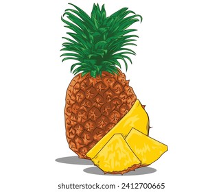 	
Pineapple fruit painting vector Illustration