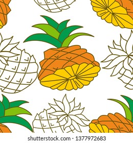 Pineapple Fruit Pattern Seamless Vector Template