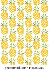 Pineapple Fruit Print, White Background