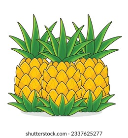 Pineapple fruit. ripe pineaplle. cut pineapple. pineapple vector cartoon icon design illustration
