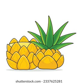 Pineapple fruit. ripe pineaplle. cut pineapple. pineapple vector cartoon icon design illustration