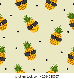 Pineapple fruit seamless pattern background,Vector illustration for textile print, wallpaper, fashion design