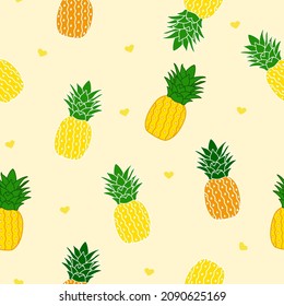 pineapple fruit seamless pattern, love pineapple, good for wrapping paper, stationery, fabric, fashion, etc.