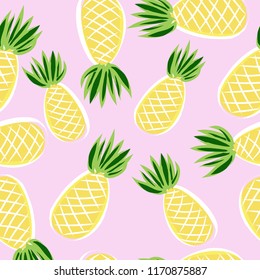 Pineapple fruit seamless pattern vector illustration
