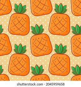 pineapple fruit seamless pattern vector illustration 