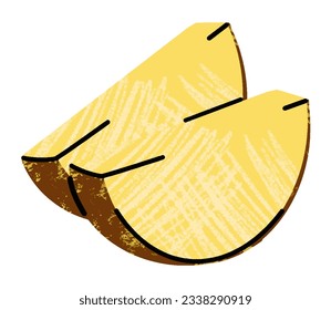 pineapple fruit, simple illustration in abstract flat sketch drawing style, healthy food