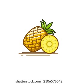 Pineapple fruit with slice vector illustration