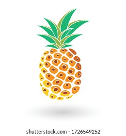 Pineapple fruit. Summer fruits for a healthy lifestyle. Vector illustration isolated on white.