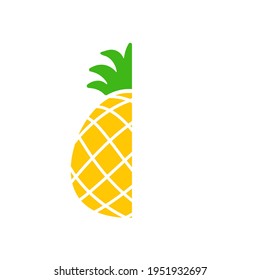 Pineapple fruit in summer. Pineapple text frame Isolated on white background