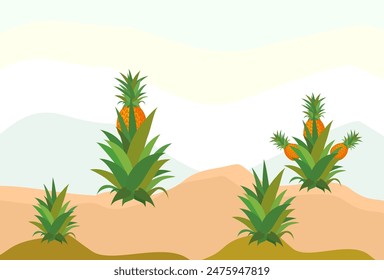 
pineapple fruit tree vector. pineapple fruit illustration in flat style. fresh summer fruit.