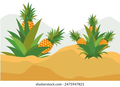 
pineapple fruit tree vector. pineapple fruit illustration in flat style. fresh summer fruit.