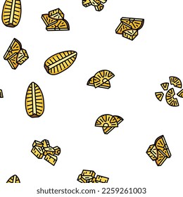 pineapple fruit tropical food Vector Seamless Pattern Thin Line Illustration
