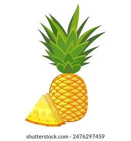 pineapple fruit vector collection. pineapple fruit illustration in flat style. fresh summer fruit.