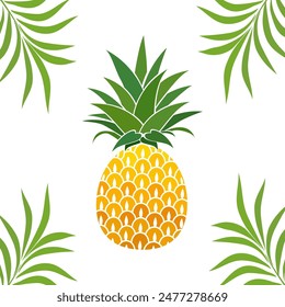 pineapple fruit vector. pineapple fruit vector collection. pineapple fruit illustration in flat style. fresh summer fruit.