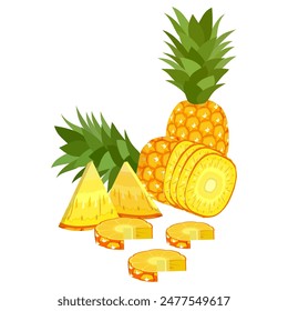 Vector de fruta de piña. colección de Vector de fruta de piña. ilustración de fruta de piña en estilo plano. fruta fresca de verano.