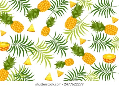 
pineapple fruit vector. pineapple fruit vector collection. pineapple fruit illustration in flat style. fresh summer fruit background.