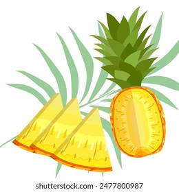 pineapple fruit vector. pineapple fruit vector collection. pineapple fruit illustration in flat style. fresh summer fruit.