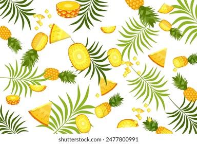 pineapple fruit vector. pineapple fruit vector collection. pineapple fruit illustration in flat style. fresh summer fruit.