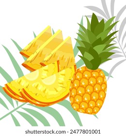 pineapple fruit vector. pineapple fruit vector collection. pineapple fruit illustration in flat style. fresh summer fruit.