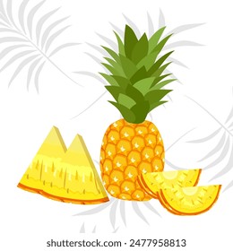 pineapple fruit vector. pineapple fruit vector collection. pineapple fruit illustration in flat style. fresh summer fruit.