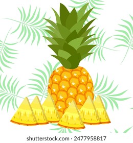 pineapple fruit vector. pineapple fruit vector collection. pineapple fruit illustration in flat style. fresh summer fruit.