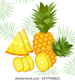 pineapple fruit vector. pineapple fruit vector collection. pineapple fruit illustration in flat style. fresh summer fruit.