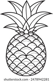 Pineapple Fruit Vector for Coloring Pages for Kids