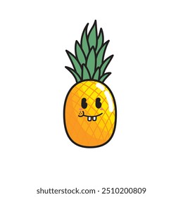 Pineapple Fruit Vector, Cute Pineapple Illustration, Cute Fruit Vector, Cute Fruit Vector.