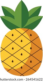  Pineapple fruit vector in flat cartoon style, perfect for tropical-themed designs, food packaging, or summer drink branding materials.