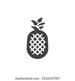 Pineapple fruit vector icon. filled flat sign for mobile concept and web design. Pineapple with leaves glyph icon. Symbol, logo illustration. Vector graphics