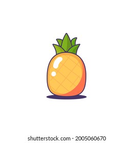 Pineapple fruit vector icon illustration. flat cartoon style