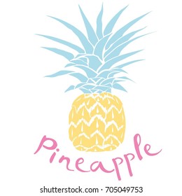 pineapple, fruit, vector, illustration