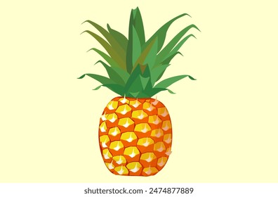 
Ilustración vectorial de piña en estilo plano. fruta fresca de verano. fondo de piña.