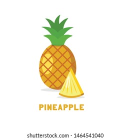 Pineapple fruit vector illustration with pine apple slice. Flat design style.