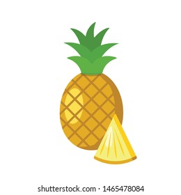 Pineapple fruit vector illustration with pine apple slice. Flat design style.